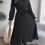 Martine | Robe Maxi Plissée Ceinturée