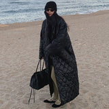 Fanchon | Manteau matelassé oversize pour femme, de longueur maxi, avec matelassage en losanges