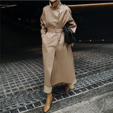 Edwige | Trench-coat long pour femme, avec col montant et ceinture à la taille