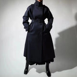 Edwige | Trench-coat long pour femme, avec col montant et ceinture à la taille