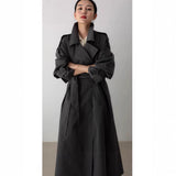 Prisca | Gabardine oversize femme, de longueur maxi, avec ceinture à la taille et épaulettes