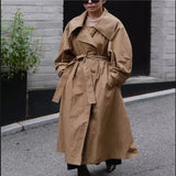 Zenobie | Manteau oversize pour femme avec col drapé et ceinture à nouer