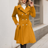 Daphnée | Manteau long à manches longues pour femme, avec poches