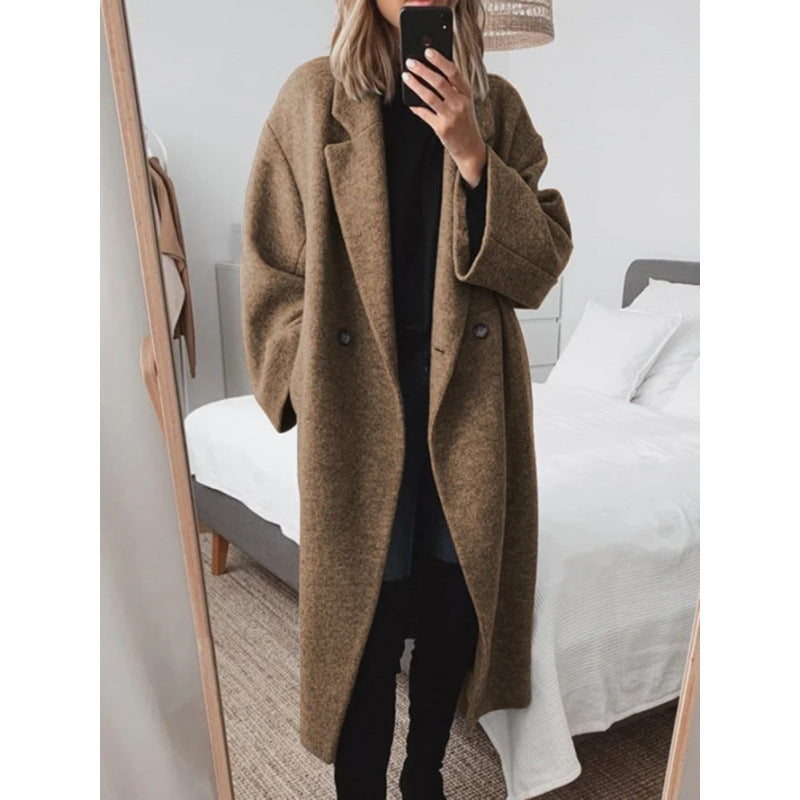 Liesel | Manteau oversized pour femme avec revers et double boutonnage