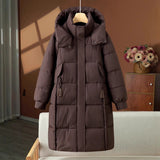 Urbanie | Manteau long matelassé pour femme avec capuche et col montant