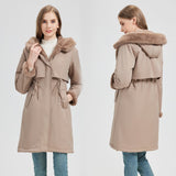Séraphine | Parka longue pour femme avec capuche amovible et cordon ajustable à la taille