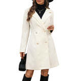 Elyette | Manteau long pour femme, à manches longues, jusqu'au genou et avec des boutons