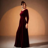 Béatrice | Robe Maxi en Velours à Manches Longues