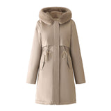 Séraphine | Parka longue pour femme avec capuche amovible et cordon ajustable à la taille