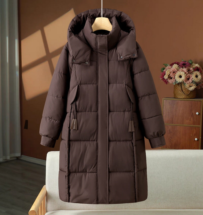 Urbanie | Manteau long matelassé pour femme avec capuche et col montant
