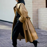 Zenobie | Manteau oversize pour femme avec col drapé et ceinture à nouer