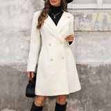 Elyette | Manteau long pour femme, à manches longues, jusqu'au genou et avec des boutons