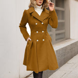 Daphnée | Manteau long à manches longues pour femme, avec poches