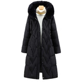 Radegonde | Parka longue matelassée pour femme avec capuche en fausse fourrure et poignets côtelés