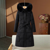 Perrette | Manteau d'hiver long matelassé pour femme, avec col en fausse fourrure amovible