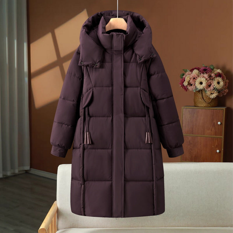 Urbanie | Manteau long matelassé pour femme avec capuche et col montant