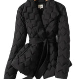 Aymeline - Manteau élégant en plumes avec ceinture