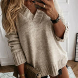 Quilaine - Pull en tricot doux à col en V