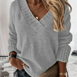 Quilaine - Pull en tricot doux à col en V