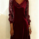 Sophie | Robe à Manches en Velours Étincelant