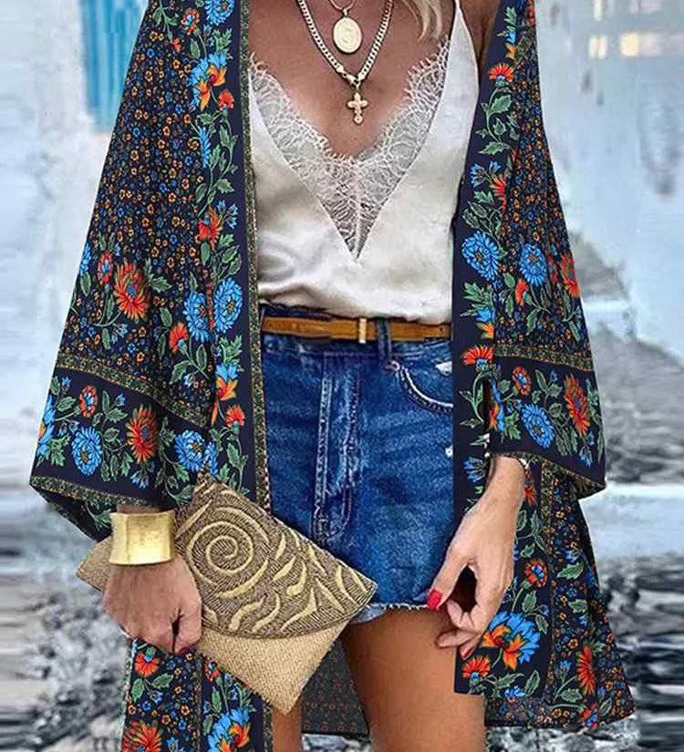 Charline - Cardigan d'été floral léger (Taille Plus disponible)