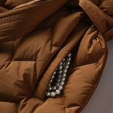 Aymeline - Manteau élégant en plumes avec ceinture