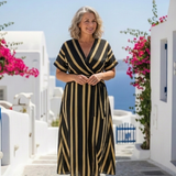 Lina - Robe Midi Rayée à Enveloppe