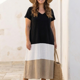 Thalia - Robe Midi Bicolore d'Été Élégante