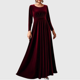 Béatrice | Robe Maxi en Velours à Manches Longues