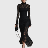 Jeanne | Robe Maxi Élegante en Dentelle à Queue de Poisson