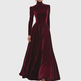 Éléonore | Robe Maxi en Velours à Col Montant