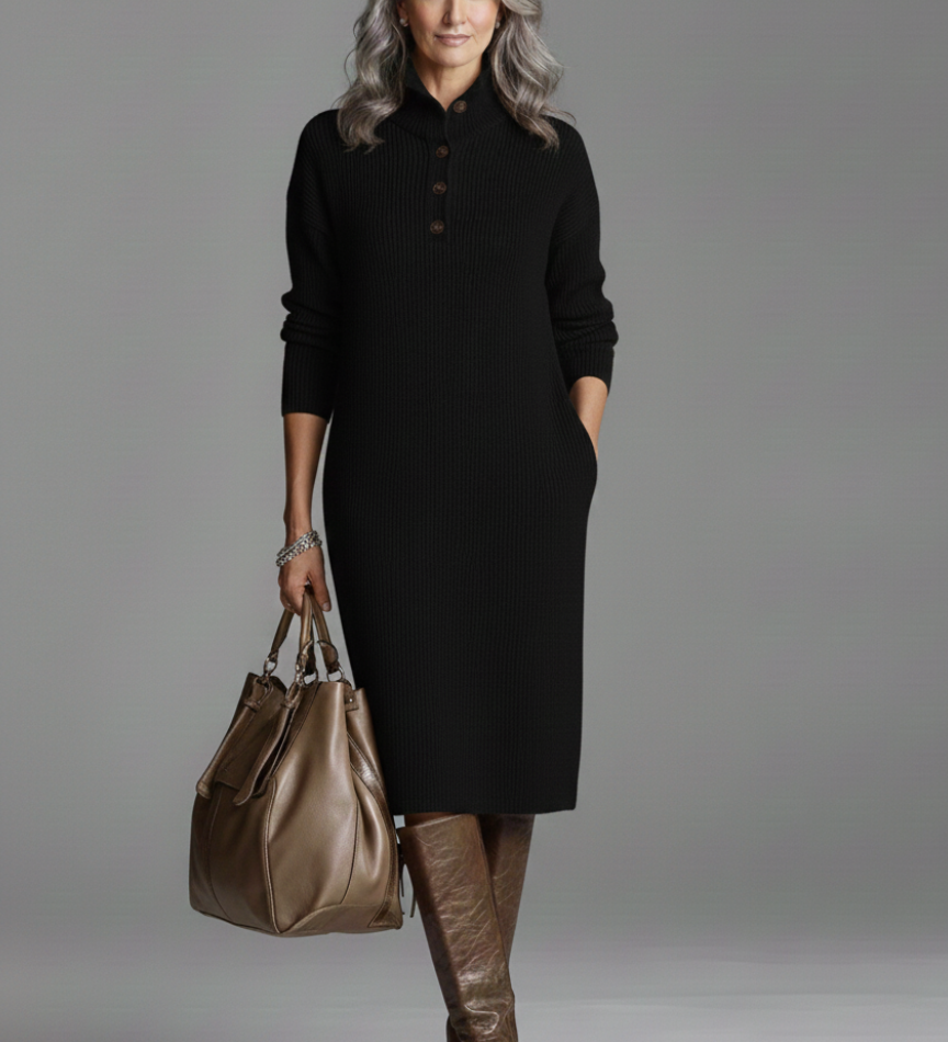 Delphinie | Robe midi côtelée chic