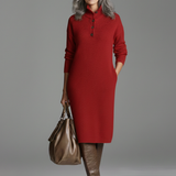 Delphinie | Robe midi côtelée chic