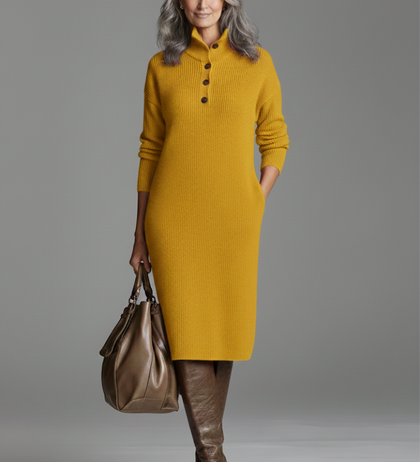 Delphinie | Robe midi côtelée chic
