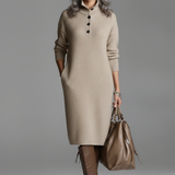 Delphinie | Robe midi côtelée chic