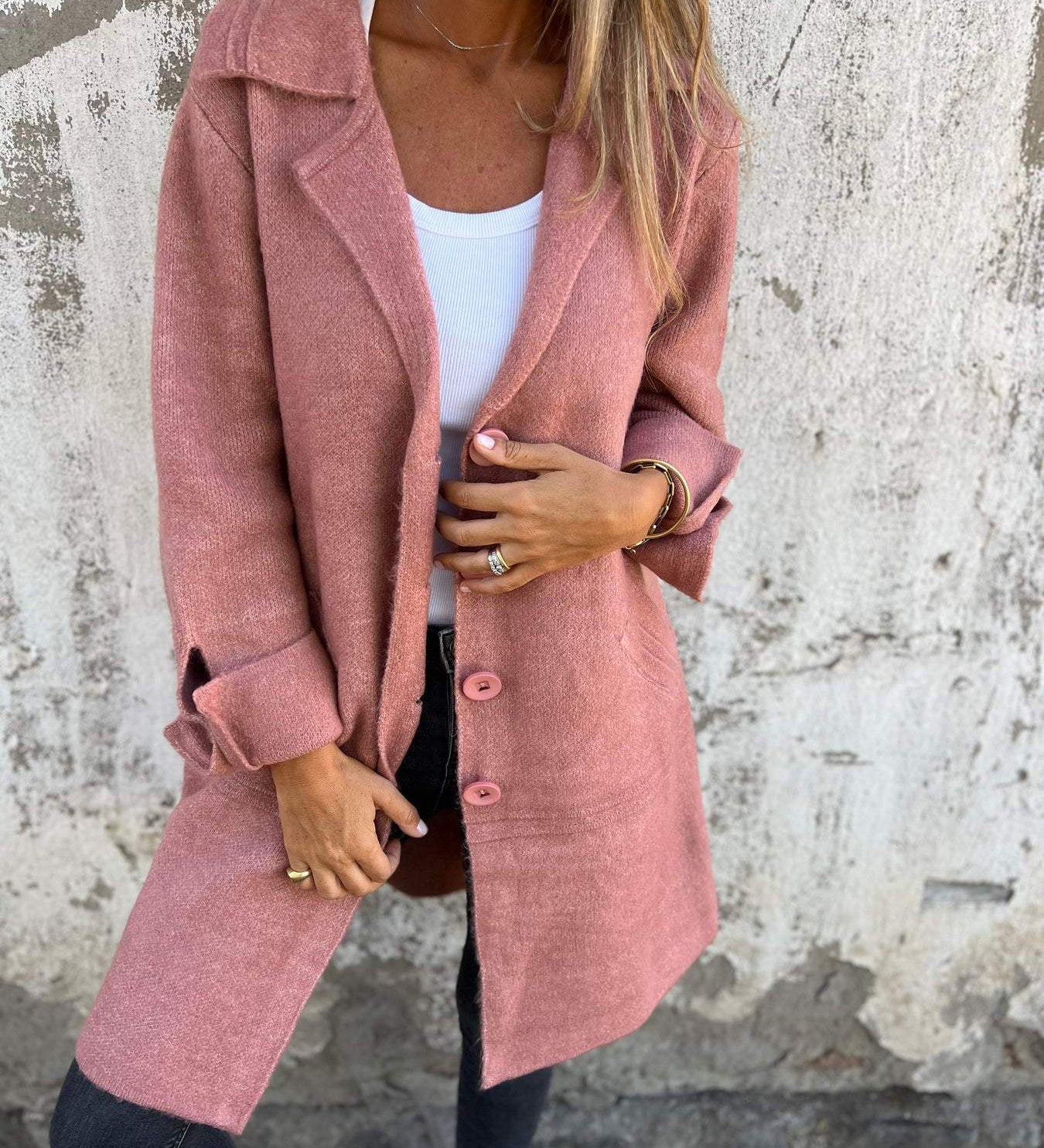 Renée - Manteau long décontracté avec revers