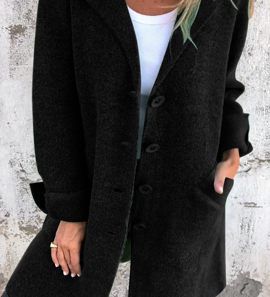 Renée - Manteau long décontracté avec revers
