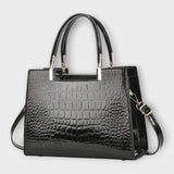Emilie | Sac à main en cuir crocodile brillant