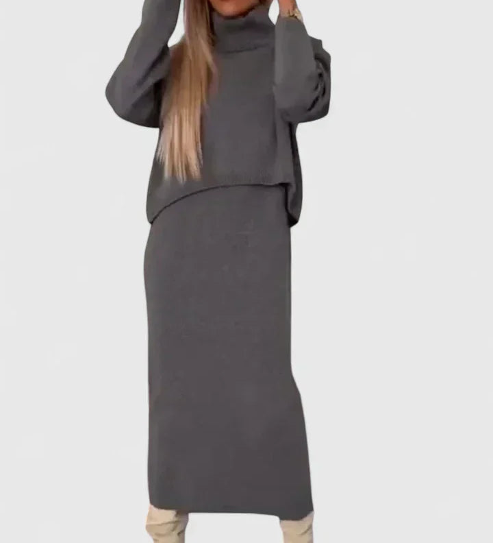 Chrystahl | Ensemble Robe Élégante et Pull Col Roulé