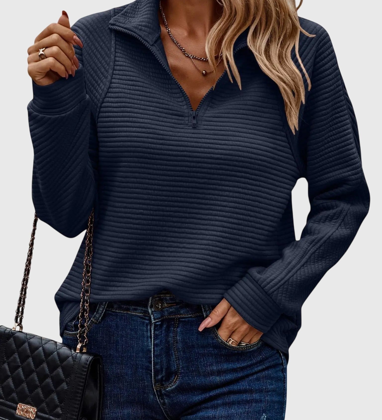 Christine | Pull élégant à demi zip