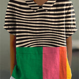 Eva | Chemise à Rayures Audacieuses et Bloc de Couleurs