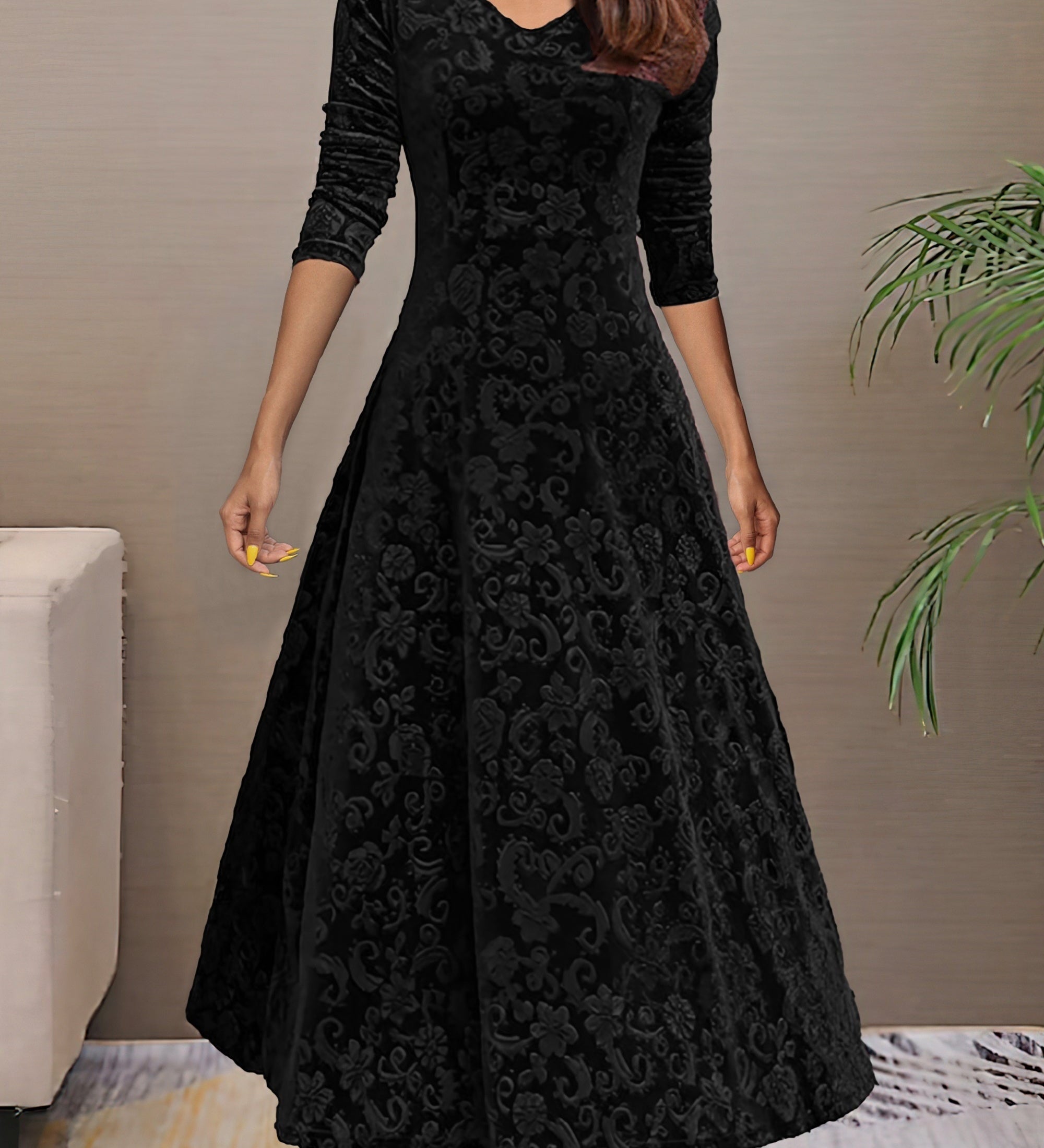 Sandrine | Robe d'Élégance en Velours pour les Fêtes