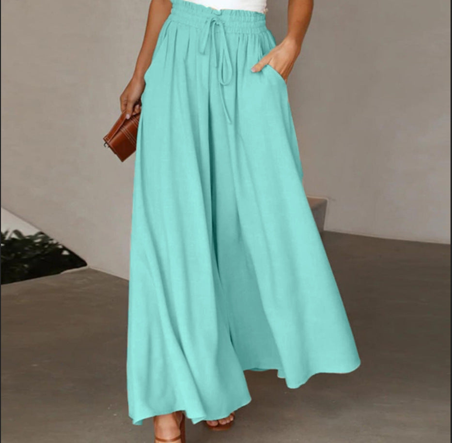 Pantalon large avec taille élastique