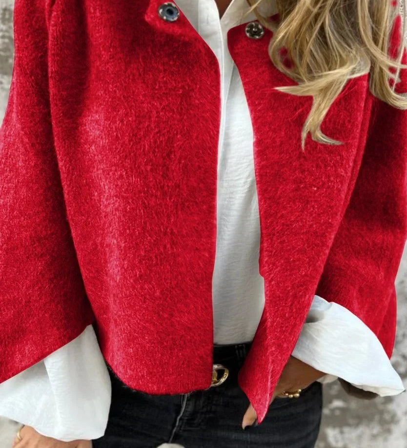 Rachilde - Manteau en laine à col rond et manches longues