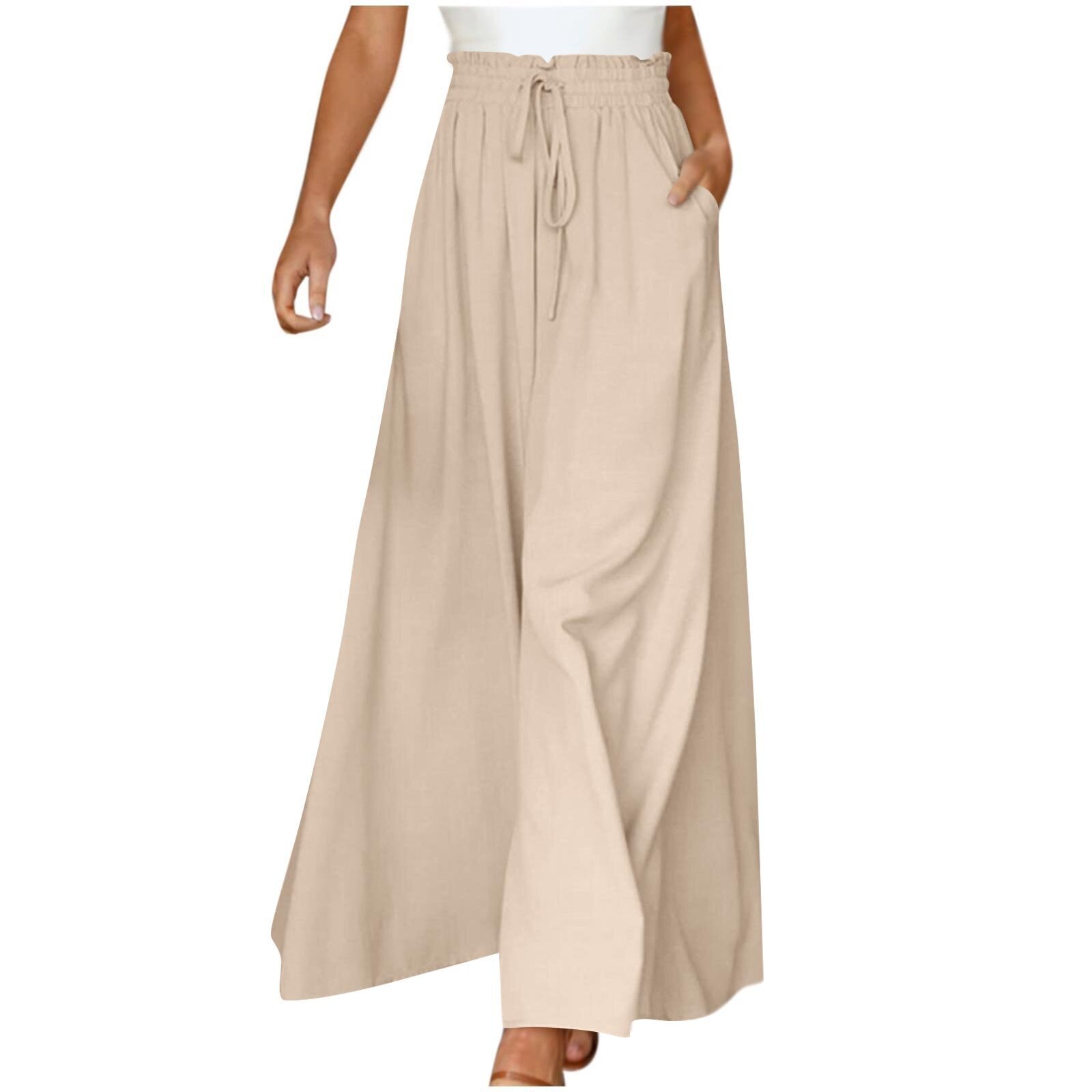 Pantalon large avec taille élastique