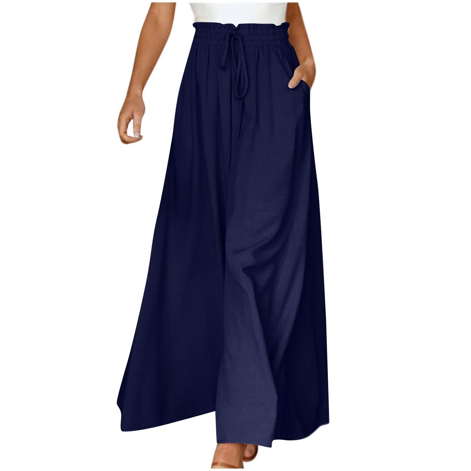 Pantalon large avec taille élastique