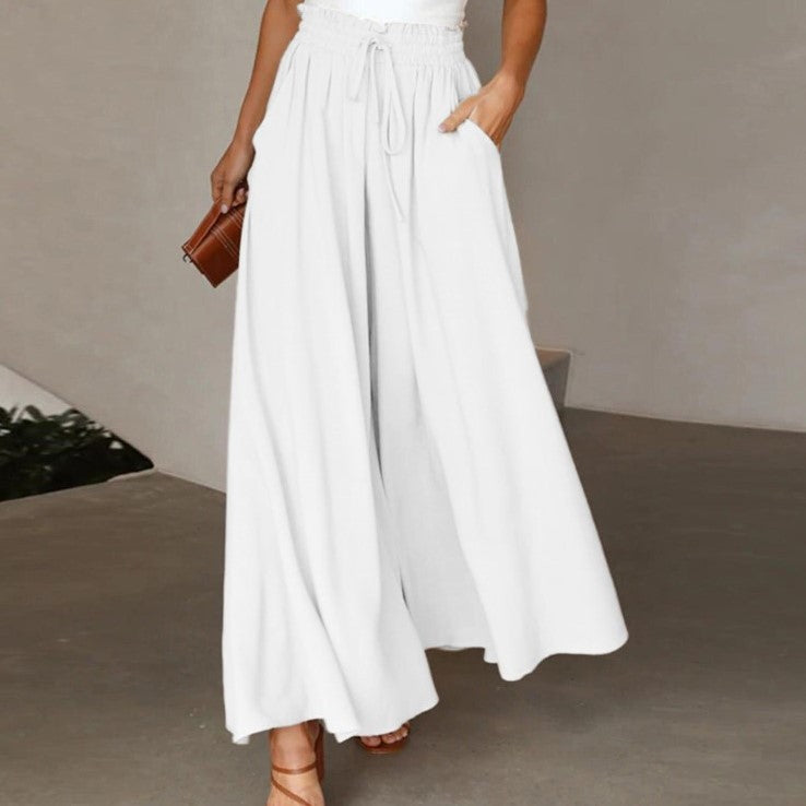 Pantalon large avec taille élastique