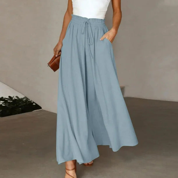 Pantalon large avec taille élastique