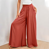 Pantalon large avec taille élastique