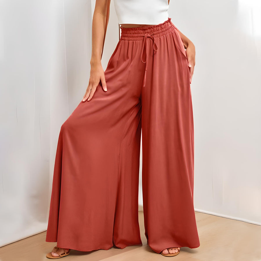 Pantalon large avec taille élastique
